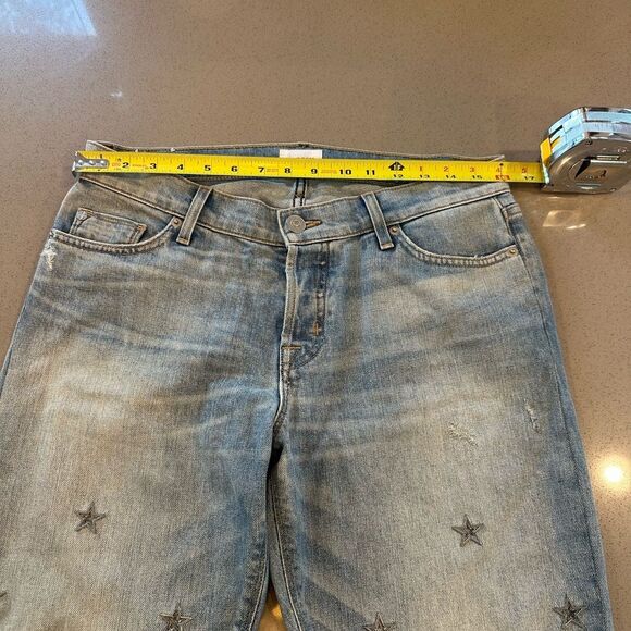 Hudson Riley Crop Jeans Size 27 Embroidered Stars Women's Lightwashed Jeans - Picture 8 of 15